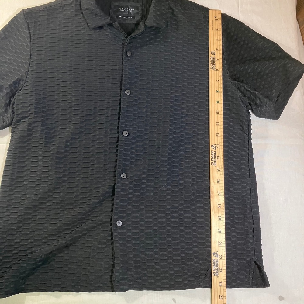 Cactus Man Ricky Singh Mens Black Textured Waffle Button Up Shirt Size Large - Picture 2 of 8